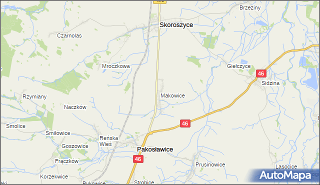 mapa Makowice gmina Skoroszyce, Makowice gmina Skoroszyce na mapie Targeo