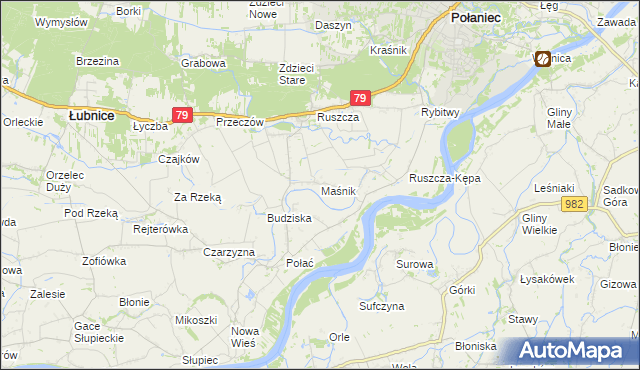 mapa Maśnik, Maśnik na mapie Targeo