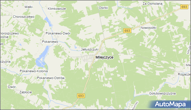 mapa Milejczyce, Milejczyce na mapie Targeo