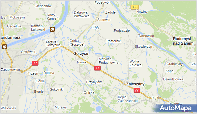 mapa Motycze Poduchowne, Motycze Poduchowne na mapie Targeo