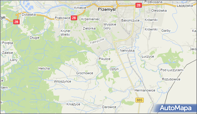 mapa Pikulice, Pikulice na mapie Targeo