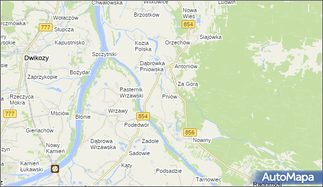 mapa Pniów gmina Radomyśl nad Sanem, Pniów gmina Radomyśl nad Sanem na mapie Targeo
