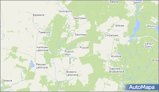 mapa Pużyce, Pużyce na mapie Targeo