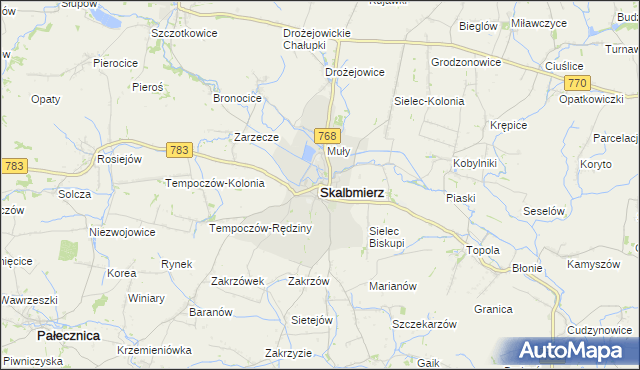 mapa Skalbmierz, Skalbmierz na mapie Targeo