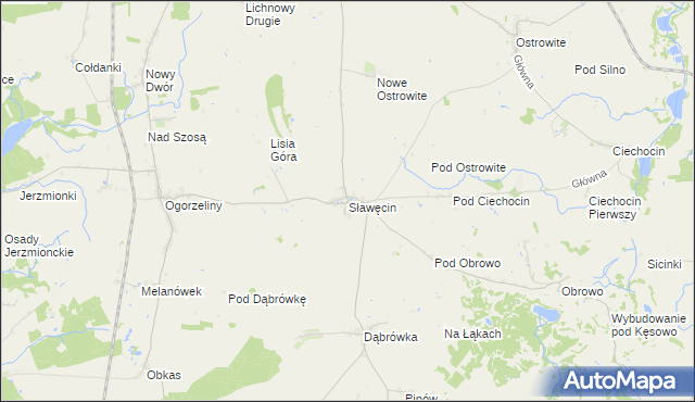 mapa Sławęcin gmina Chojnice, Sławęcin gmina Chojnice na mapie Targeo