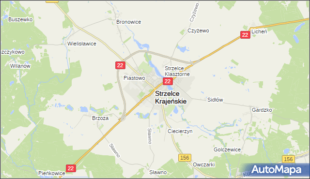 mapa Strzelce Krajeńskie, Strzelce Krajeńskie na mapie Targeo