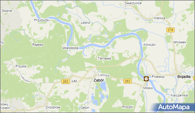 mapa Tarnawa gmina Zabór, Tarnawa gmina Zabór na mapie Targeo