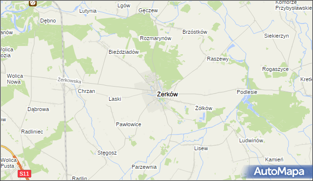 mapa Żerków powiat jarociński, Żerków powiat jarociński na mapie Targeo