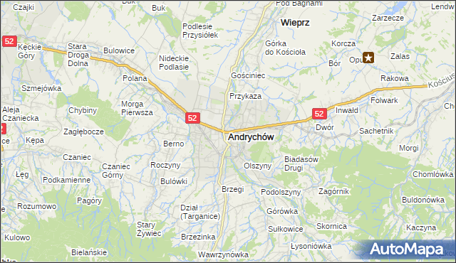 mapa Andrychów, Andrychów na mapie Targeo