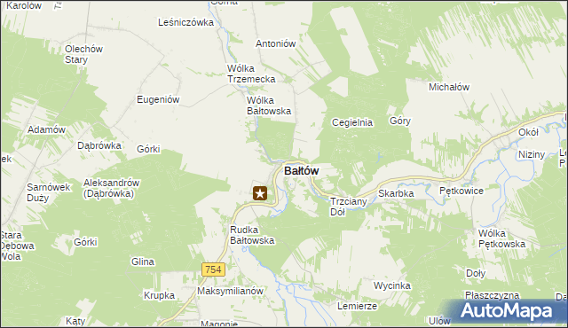 mapa Bałtów powiat ostrowiecki, Bałtów powiat ostrowiecki na mapie Targeo