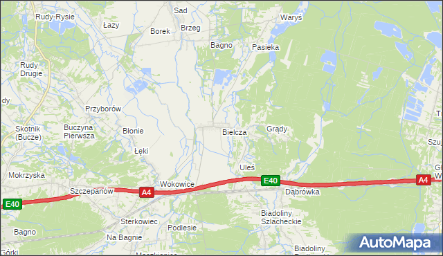 mapa Bielcza, Bielcza na mapie Targeo