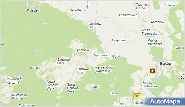 mapa Dąbrówka gmina Sienno, Dąbrówka gmina Sienno na mapie Targeo