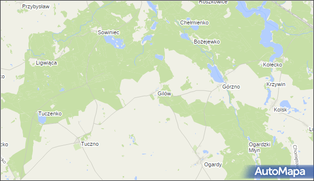mapa Gilów gmina Strzelce Krajeńskie, Gilów gmina Strzelce Krajeńskie na mapie Targeo