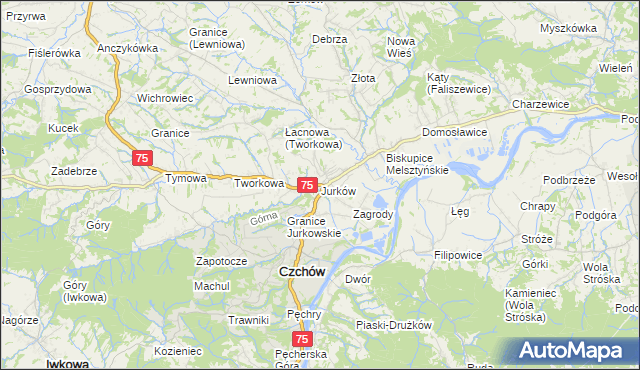 mapa Jurków gmina Czchów, Jurków gmina Czchów na mapie Targeo