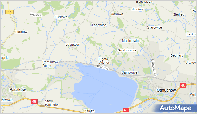 mapa Ligota Wielka gmina Otmuchów, Ligota Wielka gmina Otmuchów na mapie Targeo