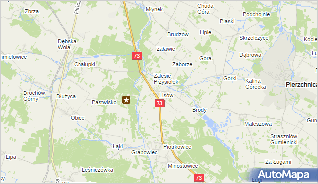 mapa Lisów gmina Morawica, Lisów gmina Morawica na mapie Targeo