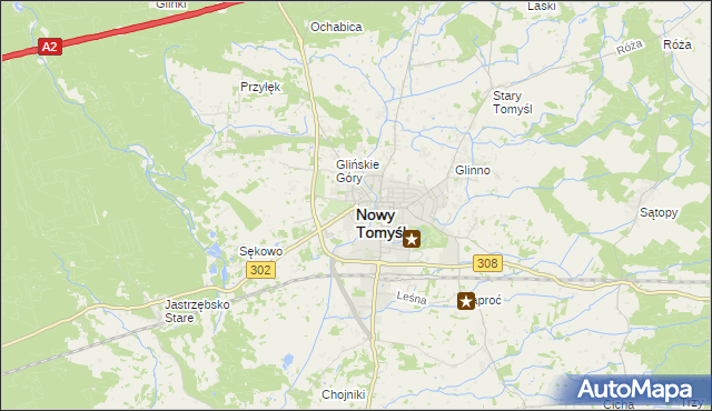 mapa Nowy Tomyśl, Nowy Tomyśl na mapie Targeo