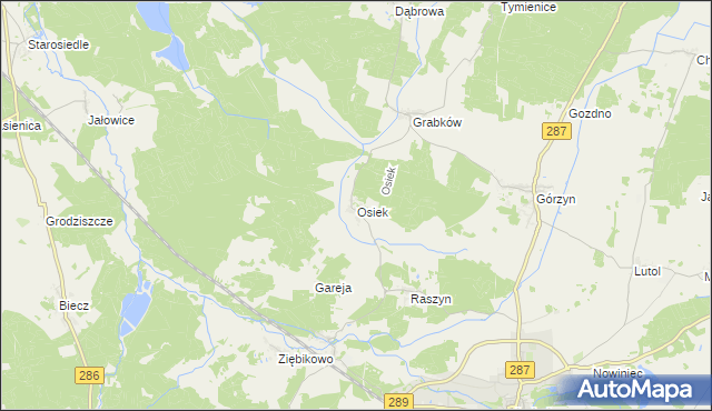 mapa Osiek gmina Lubsko, Osiek gmina Lubsko na mapie Targeo