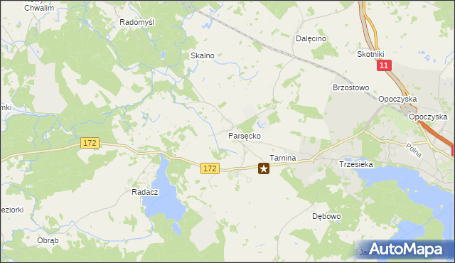 mapa Parsęcko, Parsęcko na mapie Targeo