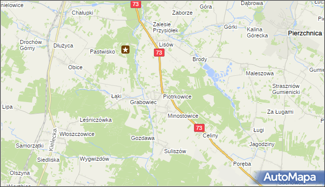 mapa Piotrkowice gmina Chmielnik, Piotrkowice gmina Chmielnik na mapie Targeo