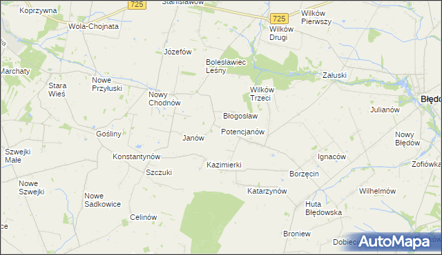 mapa Potencjanów, Potencjanów na mapie Targeo