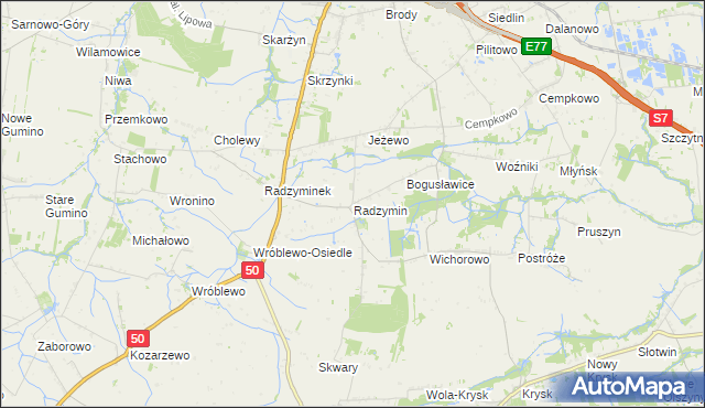 mapa Radzymin gmina Naruszewo, Radzymin gmina Naruszewo na mapie Targeo