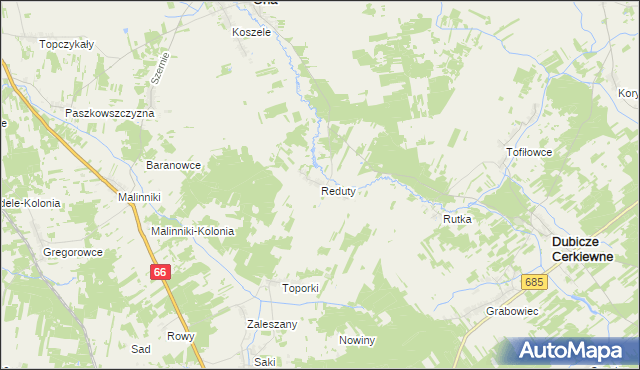 mapa Reduty, Reduty na mapie Targeo