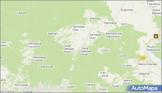 mapa Stara Dębowa Wola, Stara Dębowa Wola na mapie Targeo