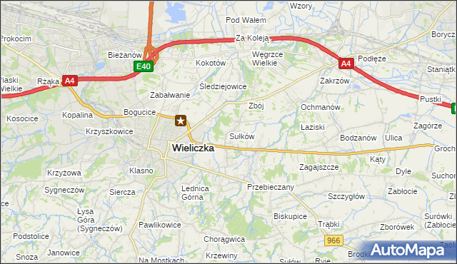 mapa Sułków gmina Wieliczka, Sułków gmina Wieliczka na mapie Targeo