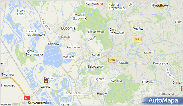 mapa Syrynia, Syrynia na mapie Targeo