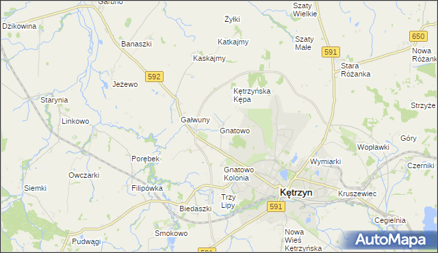 mapa Gnatowo gmina Kętrzyn, Gnatowo gmina Kętrzyn na mapie Targeo