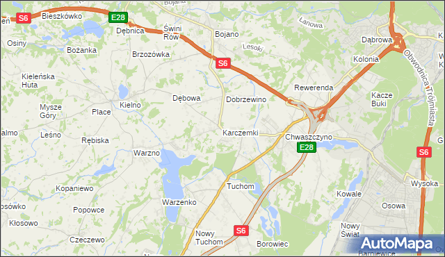 mapa Karczemki gmina Szemud, Karczemki gmina Szemud na mapie Targeo