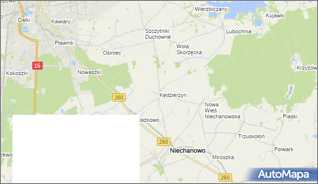 mapa Kędzierzyn gmina Niechanowo, Kędzierzyn gmina Niechanowo na mapie Targeo