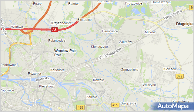 mapa Psie Pole gmina Wrocław, Psie Pole gmina Wrocław na mapie Targeo
