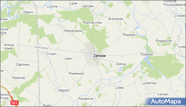 mapa Żerków powiat jarociński, Żerków powiat jarociński na mapie Targeo