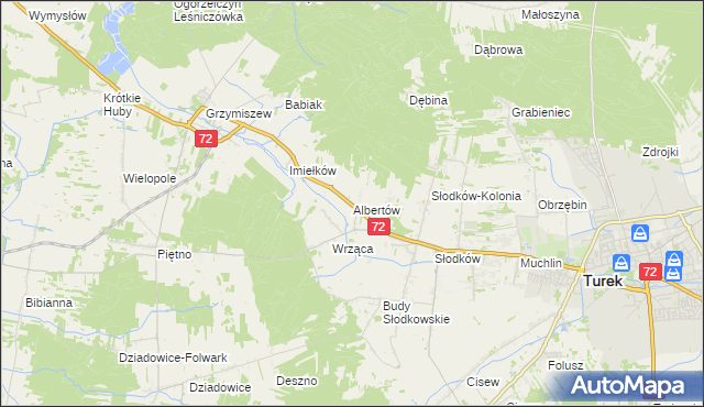 mapa Albertów gmina Turek, Albertów gmina Turek na mapie Targeo