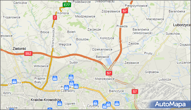 mapa Batowice, Batowice na mapie Targeo