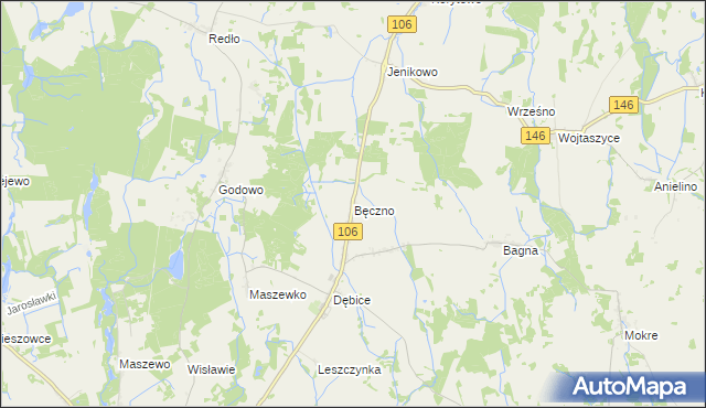 mapa Bęczno, Bęczno na mapie Targeo