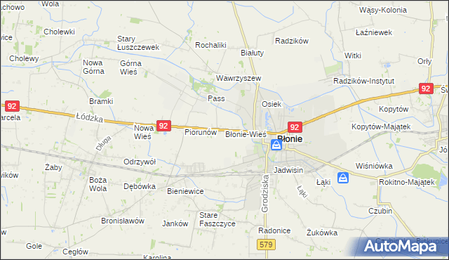 mapa Błonie-Wieś, Błonie-Wieś na mapie Targeo