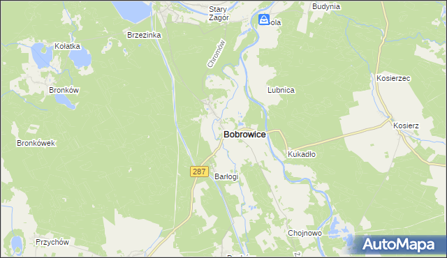 mapa Bobrowice powiat krośnieński, Bobrowice powiat krośnieński na mapie Targeo