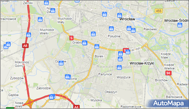 mapa Borek gmina Wrocław, Borek gmina Wrocław na mapie Targeo