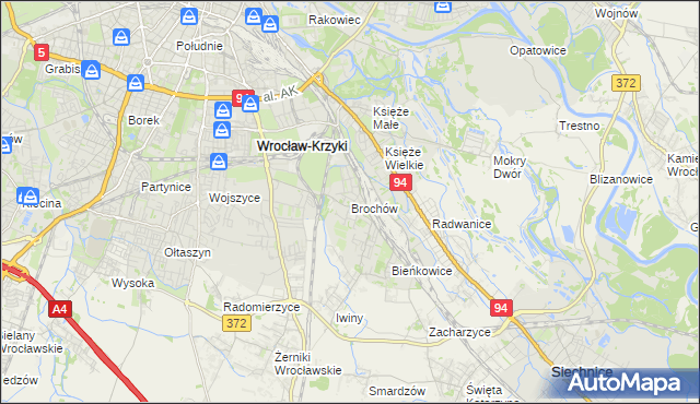 mapa Brochów gmina Wrocław, Brochów gmina Wrocław na mapie Targeo