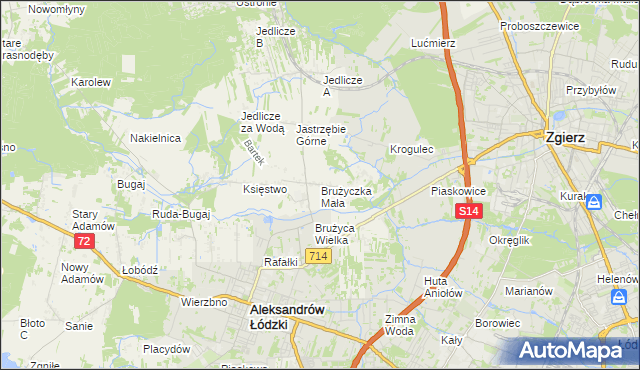 mapa Brużyczka Mała, Brużyczka Mała na mapie Targeo