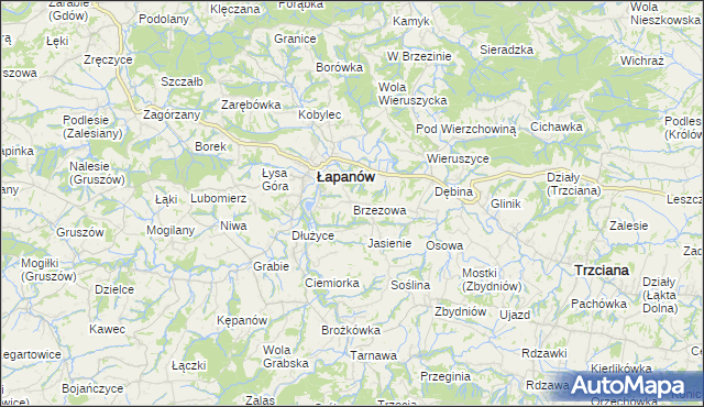 mapa Brzezowa gmina Łapanów, Brzezowa gmina Łapanów na mapie Targeo