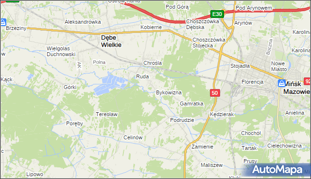 mapa Bykowizna, Bykowizna na mapie Targeo
