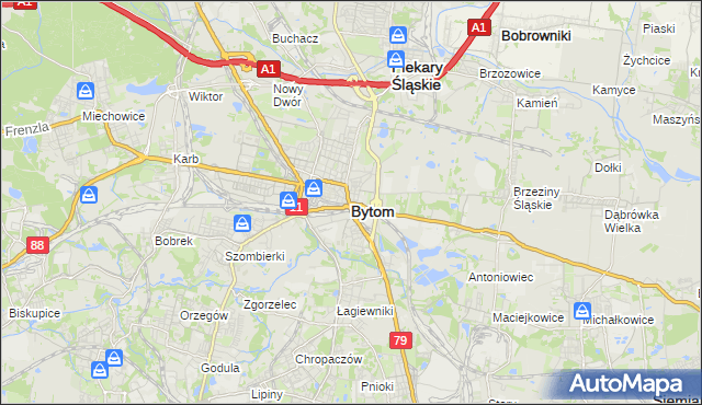 mapa Bytomia, Bytom na mapie Targeo