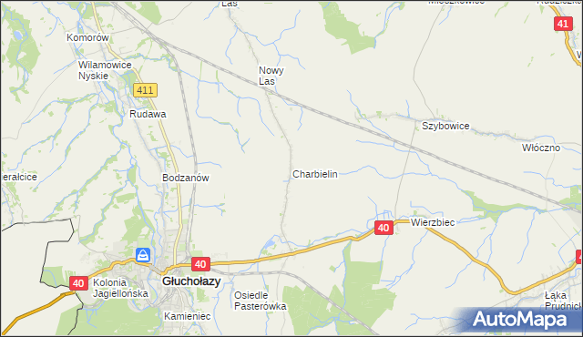 mapa Charbielin gmina Głuchołazy, Charbielin gmina Głuchołazy na mapie Targeo