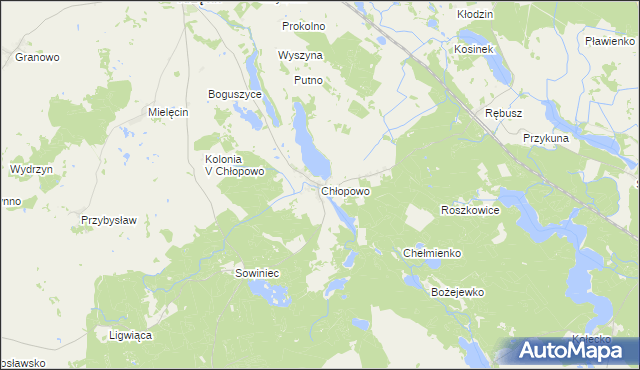 mapa Chłopowo gmina Krzęcin, Chłopowo gmina Krzęcin na mapie Targeo