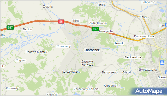 mapa Choroszcz, Choroszcz na mapie Targeo