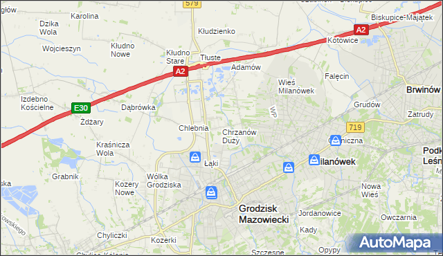 mapa Chrzanów Duży, Chrzanów Duży na mapie Targeo